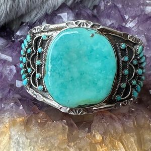 Turquoise big 925 sterling silver cuff